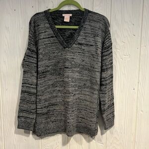 Sweet Romeo V Neck Sweater Grey Size Large
